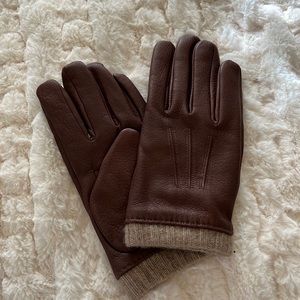 Men’s leather cashmere lined gloves